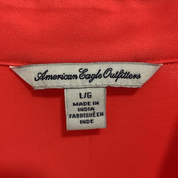 American Eagle Outfitters Long Sleeve Semi Sheer Neon Orange Blouse. Size Large. - Picture 5 of 6
